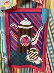 Vintage 1970’s Sears JR Bazaar 100% Polyester Button-Down Coffee/Tea Theme