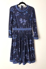 AVERARDO BESSI maxi dress vintage 1970s Blue Tones silk Floral print gown 12