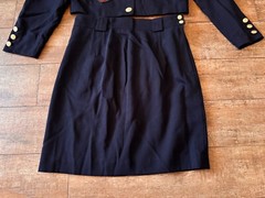 Size 40 Vintage MONDI Military 80s U.S. 10 Jacket & Skirt set blue patches women