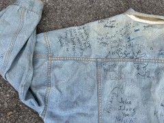 Senior Cords Style Denim Jacket Handwritten High School Varsity Chore Coat VTG