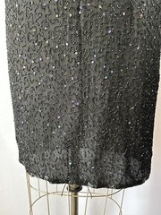 Beaded Drama Special Occasion Dress Black Beads Iridescent Sequins Formal 16WP