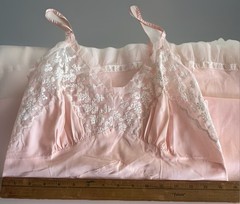 Vintage Pretty in Peachy Pink Rhythm Lingerie Nylon Nightgown Cup Size 36
