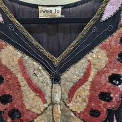 Vintage Women’s Swee Lo Sequined Butterfly Top – 70s Disc Era Design