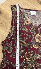 VTG Bobbie Brooks Corduroy Floral Maxi Dress S 100% Cotton Burgundy Cottage Core