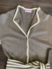 Vintage 1970s Marbella Knit Flared Pant Jumpsuit Romper 1960s Brown Tan Stripes