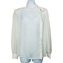 80’s Lloyd William Side Button Down Blouse 10 Victorian Boho Secretary White Bow