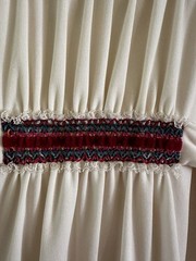 1970s Trolley Car Prairie Dress Balloon Sleeve Velvet Trim Belted Boho S Vintage