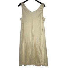 Merville Vintage Lace Trim Nylon Slip Sz 42 Cream Coquette Made in USA
