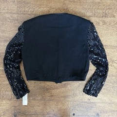 Vintage 80s black sequin embellished cropped bolero jacket. Brand Switch Size M
