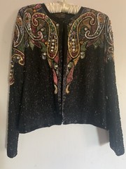 Embellished Silk Jacket of Jewels and Beading By Creative Creations size L