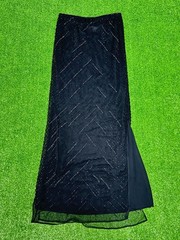 Vintage Marvel By La Perla Black Mesh Beaded Long Skirt Size US 42 Made in Italy