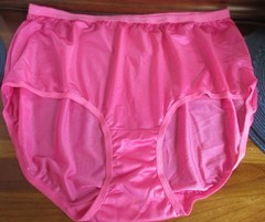WIDE GUSSET silky sheer nylon JEWELL PINK SISSY HI CUT panties brief 10 / 3X