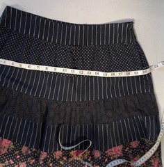 Candies Vintage Womens Size 7 Tiered Black Polka Dot Striped Floral Lace Trim