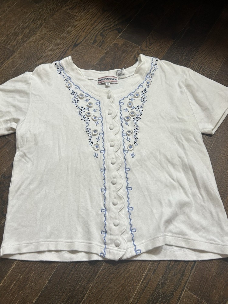 Vintage Westbound Floral Button Up Blouse Size Medium Granny Grandmacore Top
