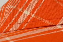 1970s Courreges Hyperbole Orange White Plaid Cotton Coat Jacket Dress
