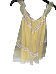 Vintage Baby Doll Lingerie Set NOS RARE Kmart 2 Piece W Tags Yellow Lacey Flower