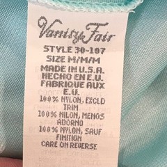 VTG Aqua Mint Blue Two-Piece Nylon Peignoir Nightgown & Robe Set Size M & L USA
