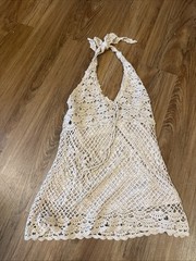 Vintage Y2K Whimsigoth Boho Fairy Crochet Halter Top M Medium Tan