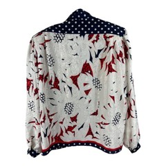 Vintage 80s Howard Wolf Dallas Skirt Blouse Set Red White Blue Abstract Print