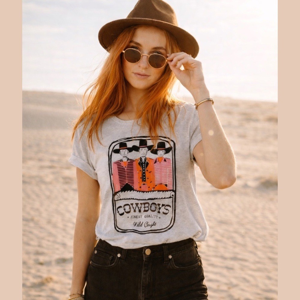 Vintage Western Retro Graphic Tee, Can O’ Cowboys Tee NWOT Style Size Small