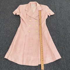 Vintage Donna Ricco Vintage Pink Houndstooth Double Breasted Retro Dress Size 6