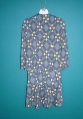 Vtg 60s Franklin Simon Knit Fit & Flare Dress W/ Cardigan Blue Argyle Sz S/M