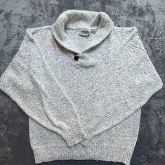 Vintage Northern Reflections Sweater Medium Cream Speckled Button Collar Earthy
