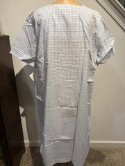 VTG 60s KATZ BLUE CHECK SNAP FRONT ROBE HOUSE COAT DUSTER -NWT-MED