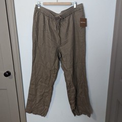 NWT Ellen Tracy 100% Linen Pants Relaxed Drawstring XL Preppy Coastal Grandma