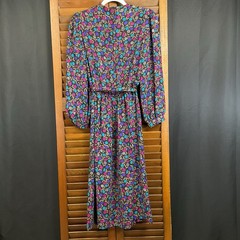 Vintage 80’s Lady Carol New York Midi Dress Pleated Colorful Floral Belted SZ 14