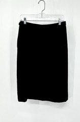 vintage 70s 2 PIECE VELVET SUIT black S M skirt jacket rhinestones office siren