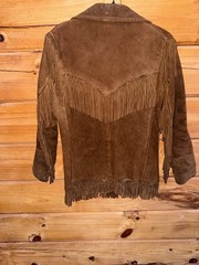 VTG Rare Simco Leather Fringe Hippie Boho Pioneer Jacket 60s 70s Brown Western