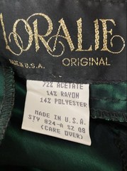 Vintage 80s Loralie Original Women’s Emerald Green Lace Bow Formal Gown Sz 8