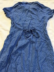 Vintage Jennifer Moore Blue Polka Dot Milkmaid Shirt Dress L Deadstock 90s