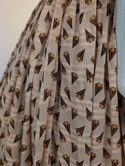 FULL VOLUME 1870’S GEOMETRIC PRINT CREPE BUSTLE SKIRT 