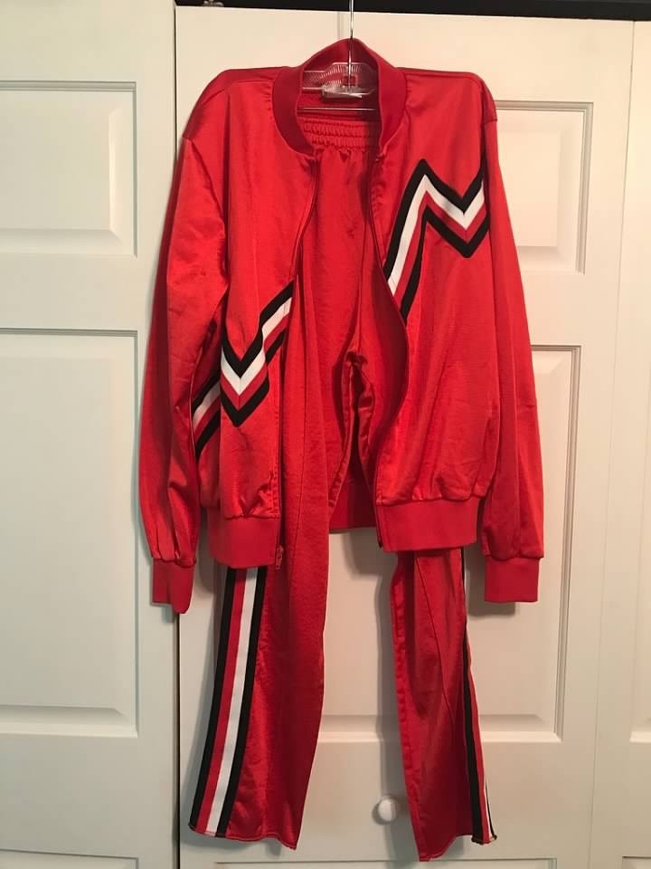 Cheerleader Sweats Sz M Red, White, Black, Jacket & Pants Set WARM UP SUIT