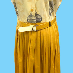 Vintage 1950s ” Collectors Item” Two Tone Yellow Summer Cotton Dress Sz 13-14