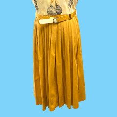 Vintage 1950s ” Collectors Item” Two Tone Yellow Summer Cotton Dress Sz 13-14