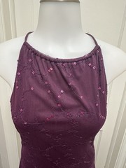 VTG Masquerade Plum Purple Gown Sequin Embroidered Halter Dress Prom Formal 9/10