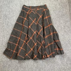 Vintage Plaid Skirt Size X Small EU55 Pampanas 100% Wool Korean Asian Fashion