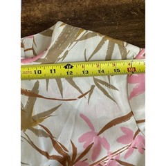Rhoda Lee Blouse Women 34 White Pink Vintage Bamboo Floral Button Short Sleeve