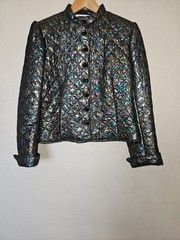 Vintage Jaeger Quilted Iridescent Jacket UK 12 US 8 Rainbow Metallic Lamé 80’s