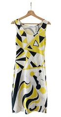 EMILIO PUCCI Shift Dress Sleeveless Tank Mod Print Cotton Knit Yellow Size 6