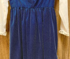 Vintage 1970s Evelyn Pearson Maxi Dress Cottage Core Small Pockets! Blue Ivory