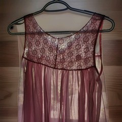 Vintage 1960s GMc Pink Peignoir Babydoll Set Lined Lace Sleeve Rosette ILGWU SML
