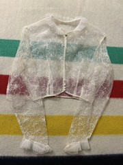 Vintage 40s 50s White Handmade? Floral Flower Lace Blouse Shirt Extra Small XS