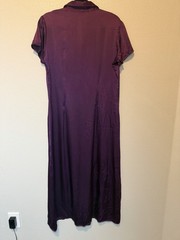Halston Sz 13 Shirt Dress Purple Silk Long Button Down Front Purple 1990s VTG