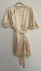 Vintage Eve Stillman M 100% Silk & Lace Robe Cut Tag Pink Romantic Designer