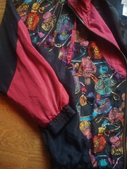 Vtg 90s BOCOO Windbreaker Jacket Abstract Colorblock Pink Navy Retro Vaporwave M