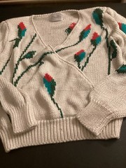 Vintage 80s Sweater Hand Knit Christine Designed by Larcottex wool